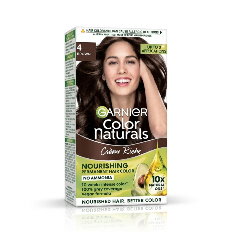 Garnier Color Naturals Crème Riche Hair Color – Shade 4 Brown (35ml + 30g)