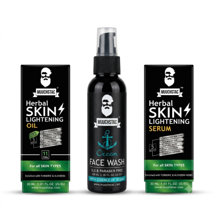 Muuchstac Complete Glow & Skin Repair Combo – Face Wash + Brightening Serum + Skin Lightening Oil